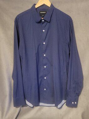Bonobos Button Down Long Sleeve Shirt Navy Blue Polka Dot Men's Size XL Long